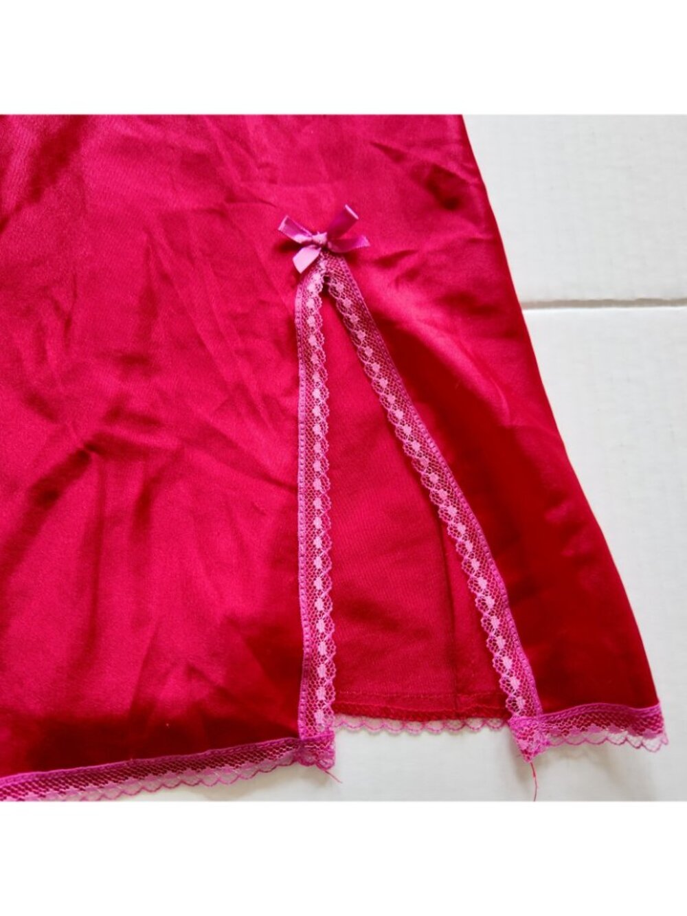 Victorias Secret red nightgown with pink bow size medium - Picture 3 of 6